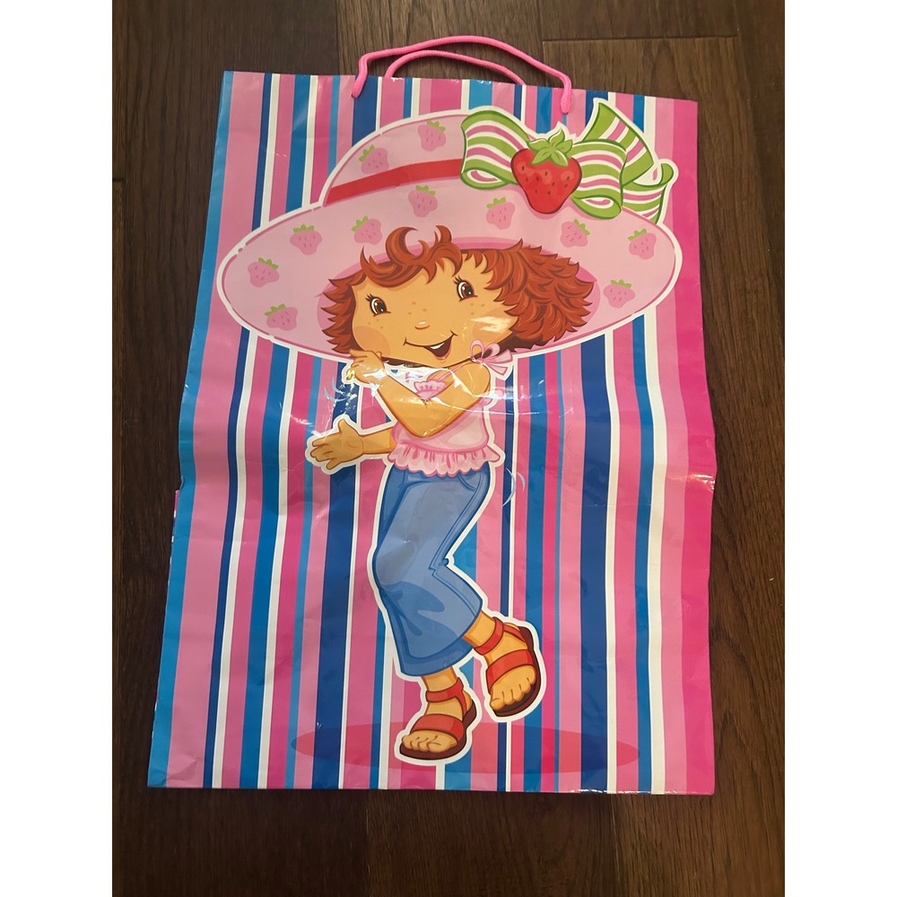 Vintage Strawberry Shortcake American Greetings Large Plastic Gift Bag 2000s Y2K